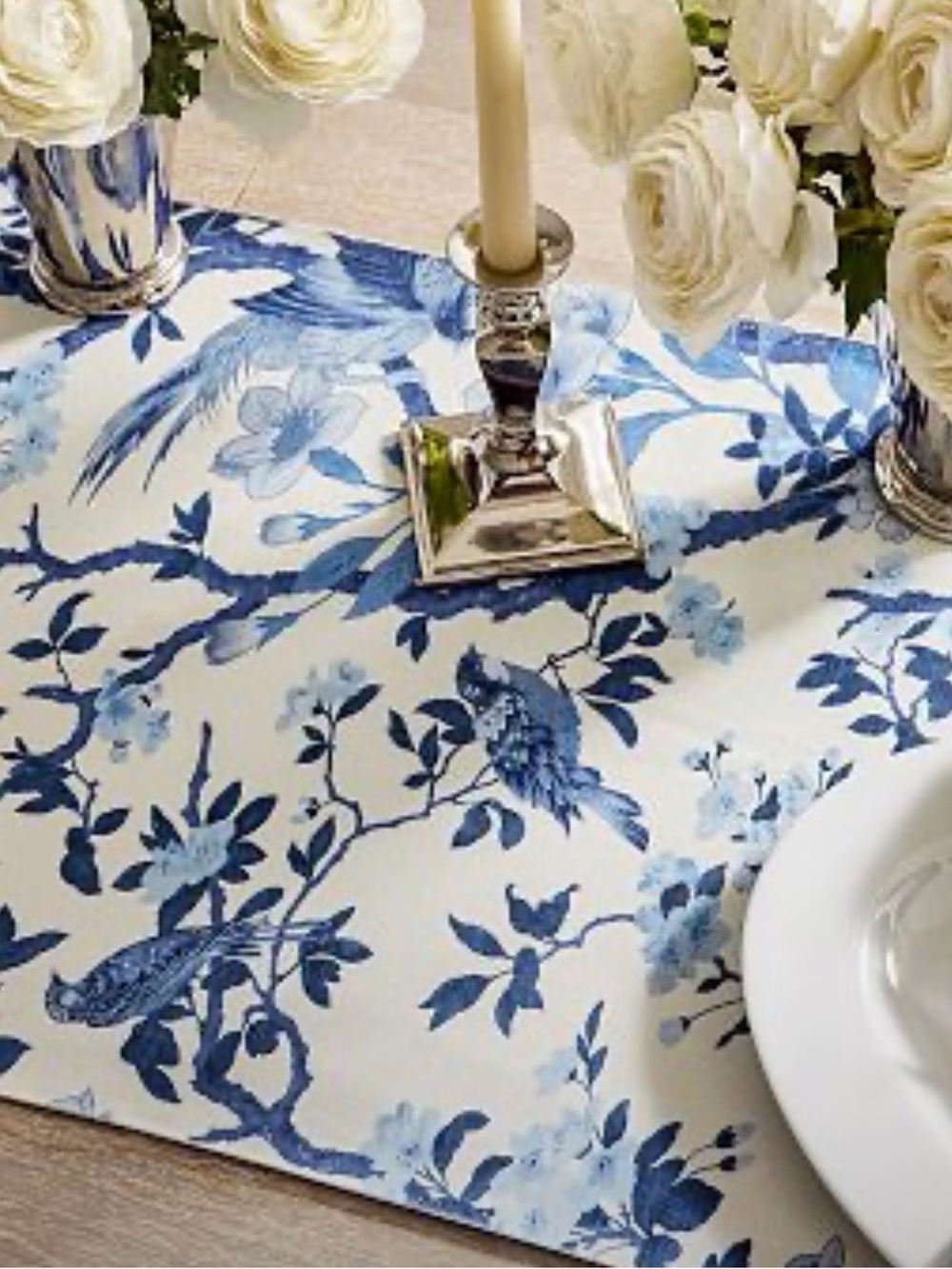 Pottery Barn Blue and White Chinoiserie Table Runner